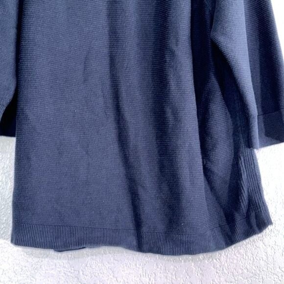 Navy Blue 3/4 Sleeve Ribbed Knit Top By CJ Banks 2X Cotton & Rayon Blend - Picture 7 of 10